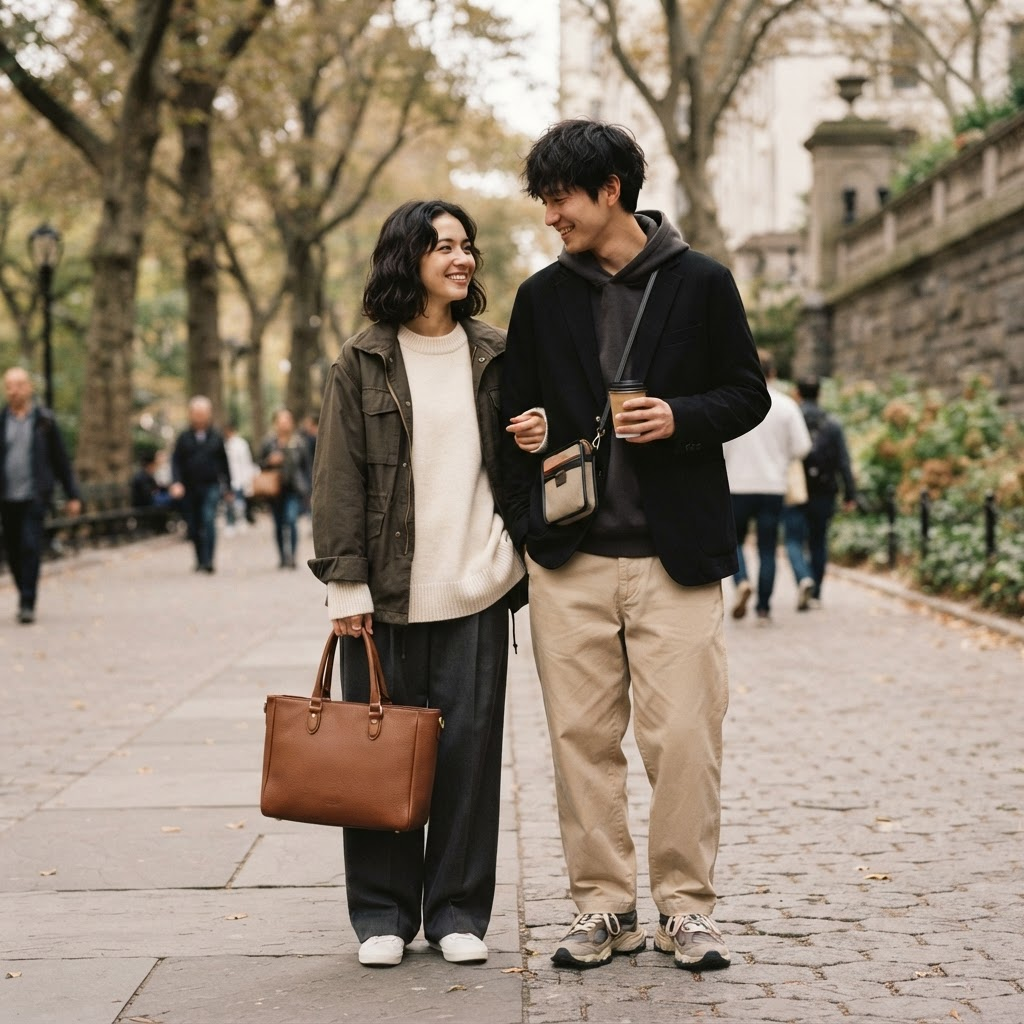Pareja con estilo urbano en el parque